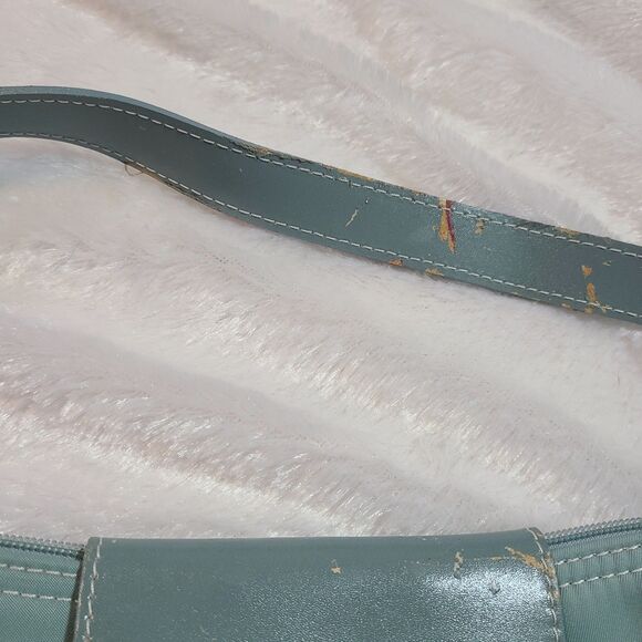 Longchamp Le Pilage Lagoon Blue Canvas & Leather Trim Top Handle Shoulder Bag - Picture 8 of 10